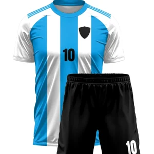 Camiseta Blanco Celeste Argentina Frontal + Short Negro