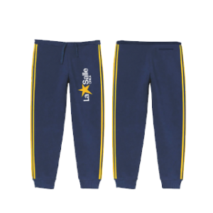 Pantalón de buzo oficial del uniforme del Colegio La Salle, fabricado en Temuco.